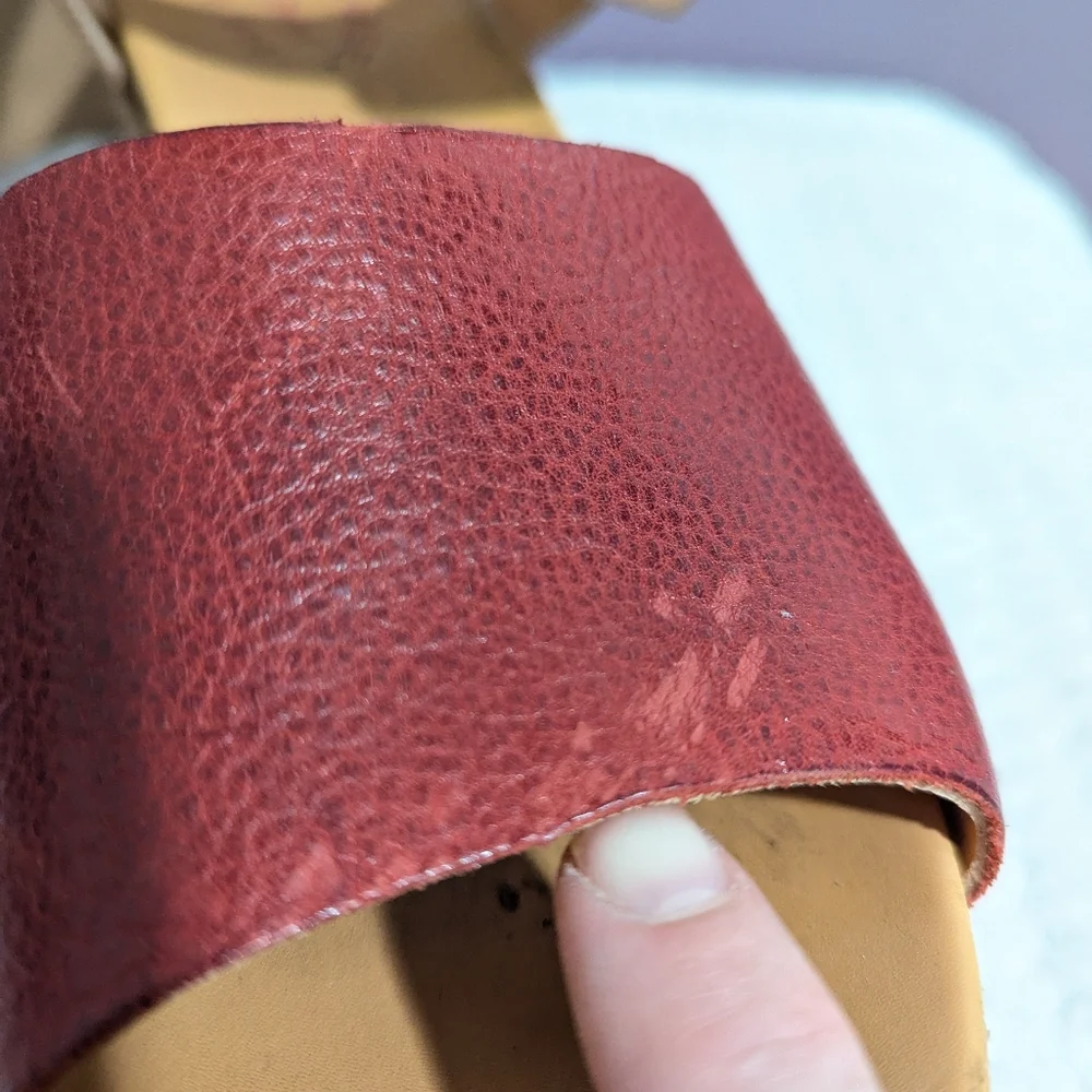 Kork-Ease Keirn Platform Wedge Sandal in Tan and Red Size 10 Boho Leather